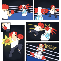 thumbnail for a comic about a guy boxing an inflateable clown